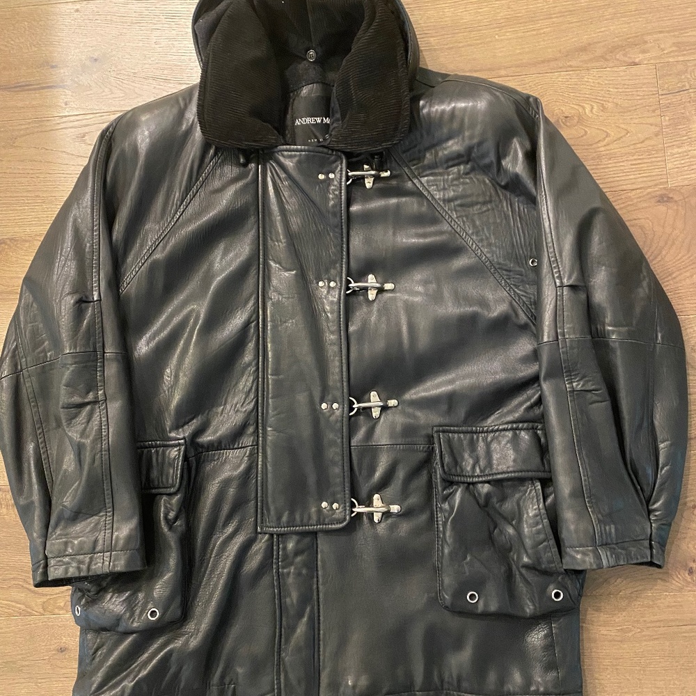 MEN'S ANDREW MARC "FIREMAN STYLE"  LEATHER JACKET SIZE L